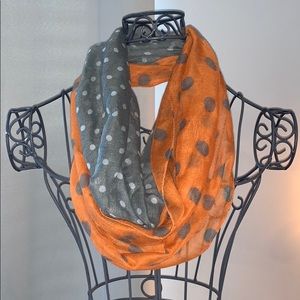 Orange and Gray Polka Dot Scarf